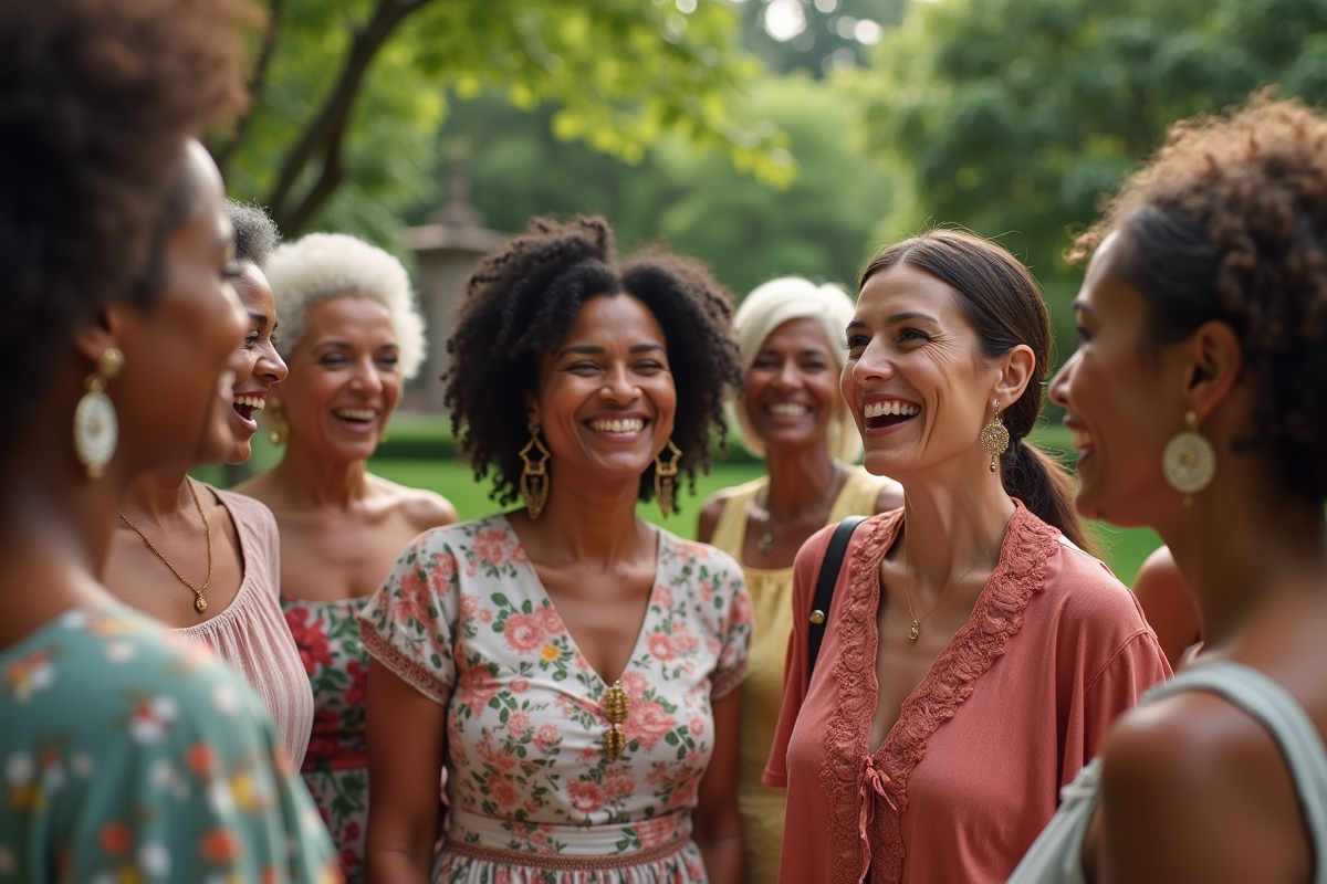 Groupe de femmes diverses portant des boucles d
